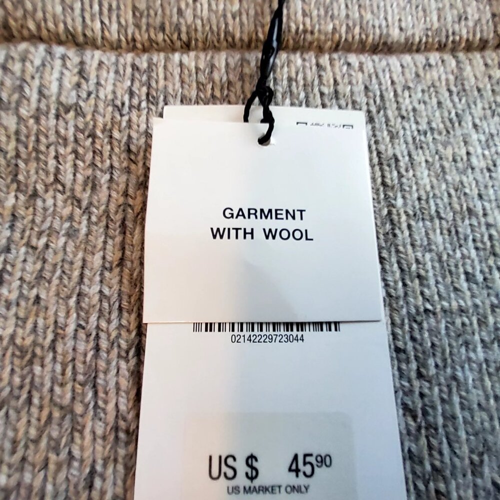 Zara Womens Wool-Blend Ribbed Mini Skirt Size Large Gray Beige New With Tags - Picture 7 of 10